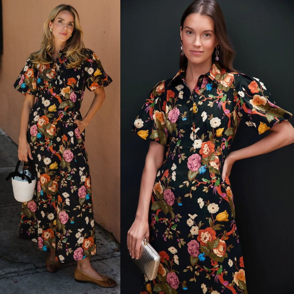 Tuckernuck‎ Delaney Baroque Midi Dress Black Floral Size XS - Picture 2 of 10